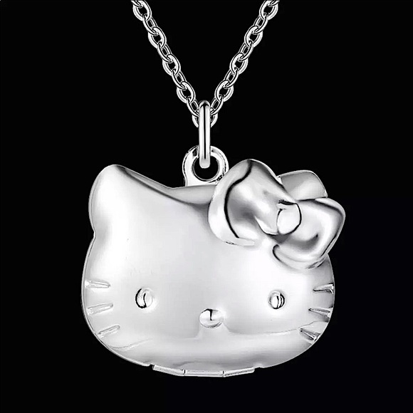 Hello Kitty Sterling Silver Locket Charm Necklace - Picture 2 of 4